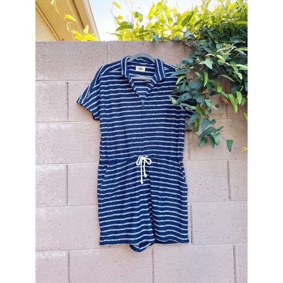 MARINE LAYER NWOT Navy Striped Terry Up Textured Nautical Romper - Picture 8 of 12